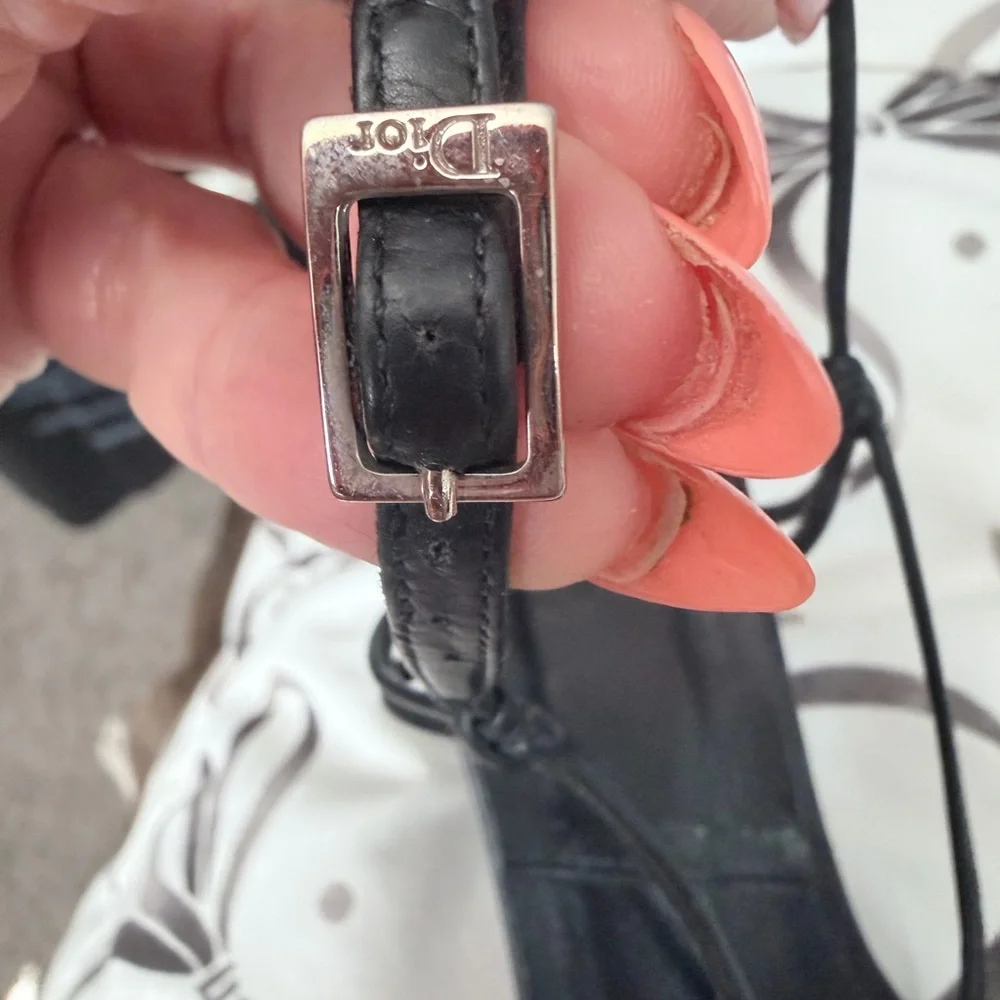 Dior Black Strappy heels  with Logo Circle Accent - Picture 6 of 10